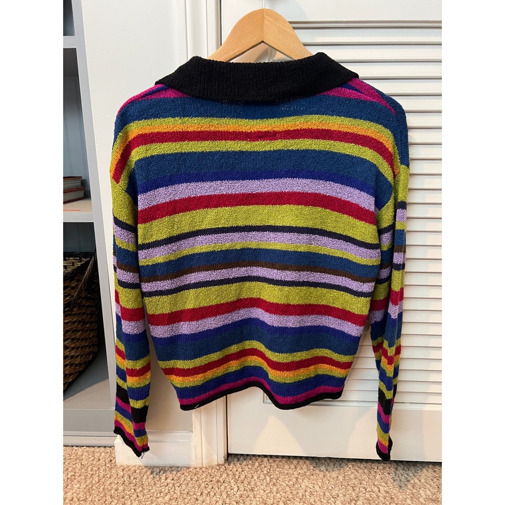 Unif Harmonic Sweater Full Zip Collared Multicolor Stripes Retro Size S - Picture 2 of 5